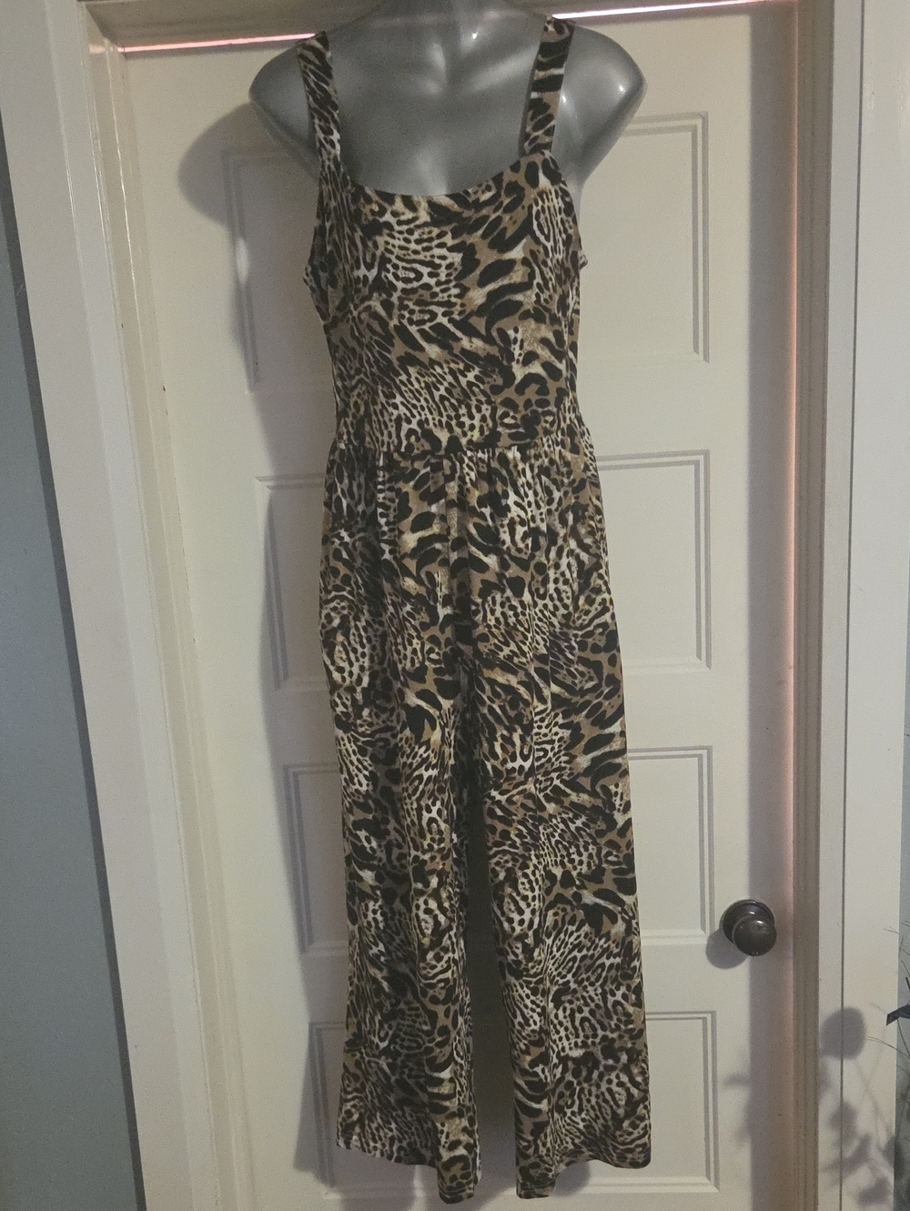 (#47) Animal Print Wide-Leg Jumpsuit in Brown